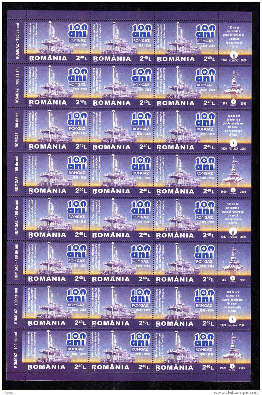 ROMGAZ - Society Of Natural Gas - 2009 Minisheet 24 Stamp + Labels,MNH,RRR! Romania. - Gaz
