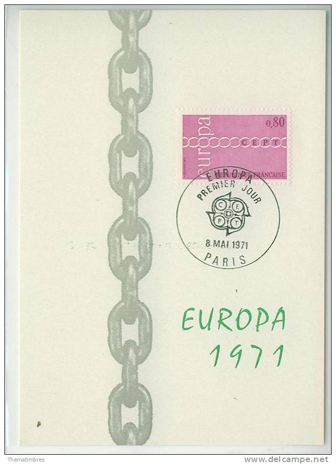 CM0217 Europa 1677 France 1971 Carte MAXIMUM FDC - 1971