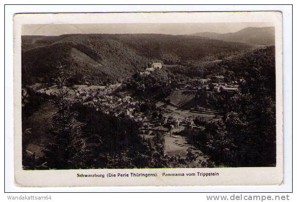 AK Schwarzburg (Die Perle Thüringens). Panorama Vom Trippstein 22.8.37. - 17 SCHWARZBURG Nach Merseburg / Saale - Saalfeld