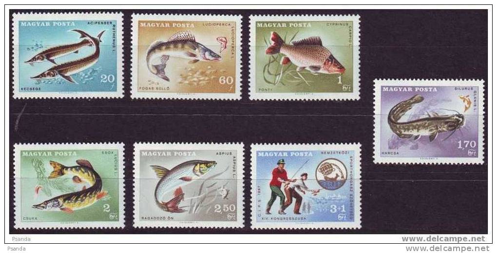 1967 - HUNGARY - CIPS, Mi. No. 2344-2350 COMPLETE SET, Fishes. - Neufs