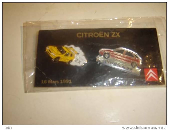 PIN S / CITROEN ZX / PLAQUETTE AVEC LES PIN S SORTIE 16 MARS 1991 D ORIGINE / PARFAIT   ETAT - Citroën