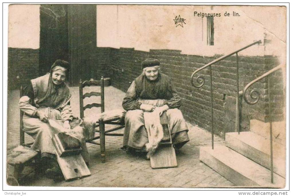 Oude Postkaart "Peigneuses De Lin" (pk90) - Artisanat