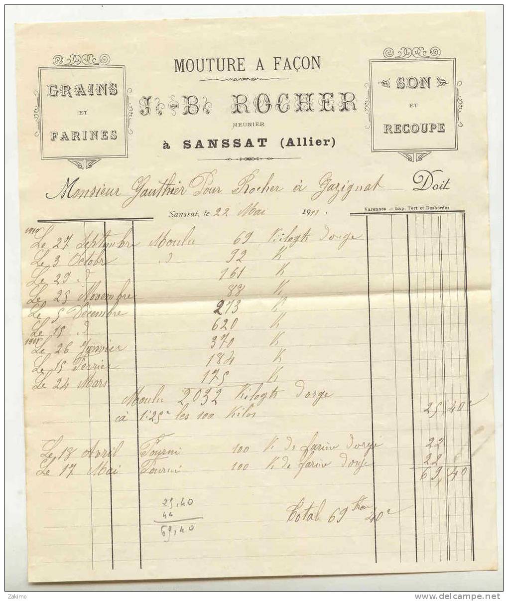 SANSSAT ALLIER MOUTURE A FACON J B ROCHER MENIER - Food