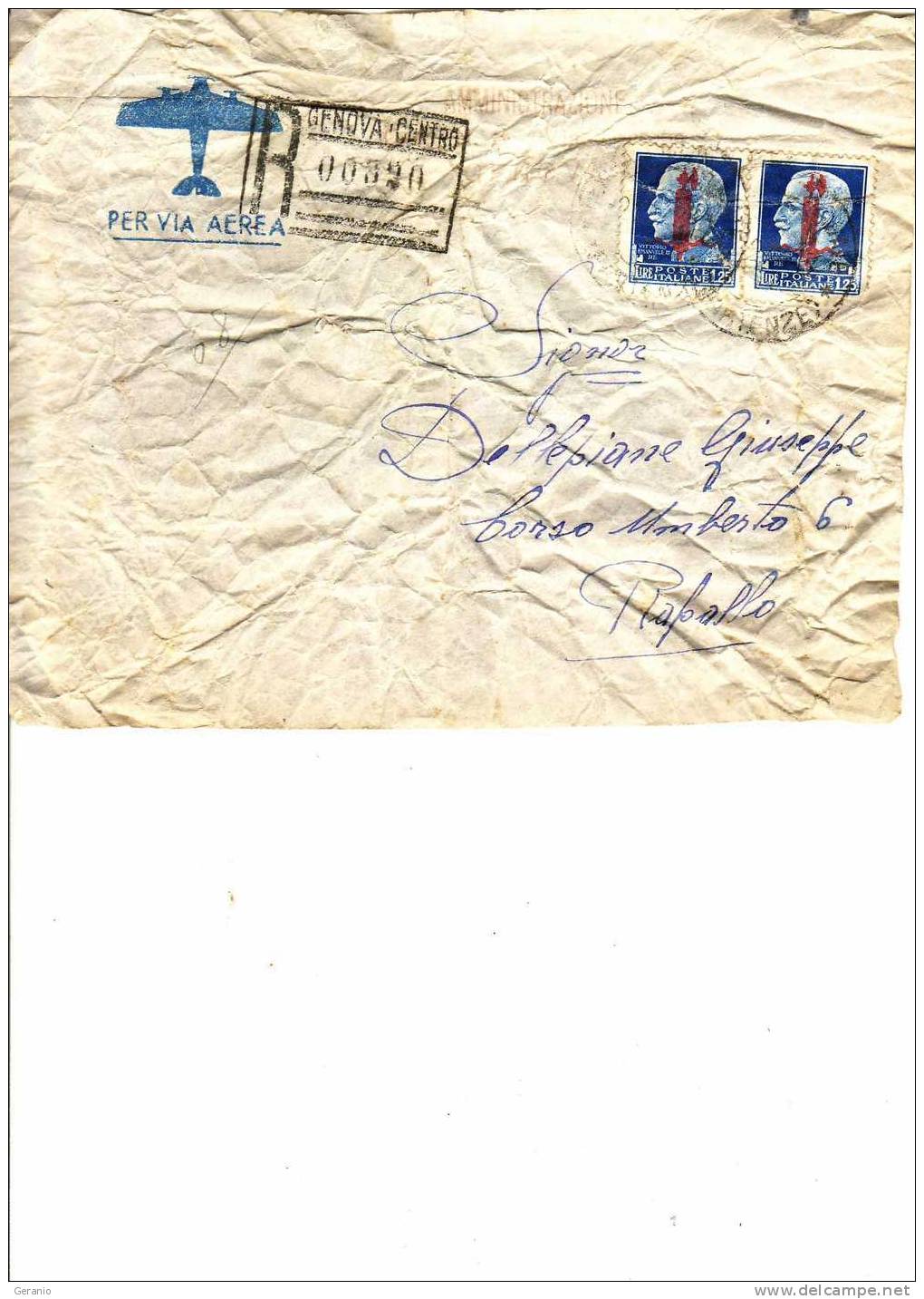 STORIA POSTALE RACC. AEREA RSI - Luftpost