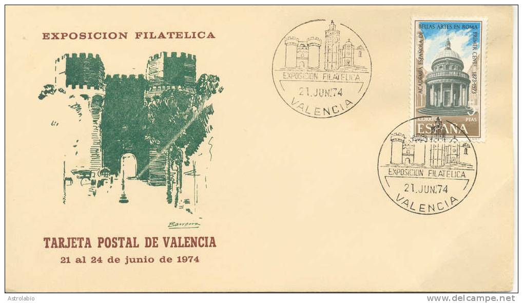 1974 " Exposición Filatálica " Obliteration Valencia - Maschinenstempel (EMA)