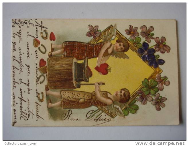 POSTAL POSTCARD NEW YEAR ANGEL CHERUBS - Angeles