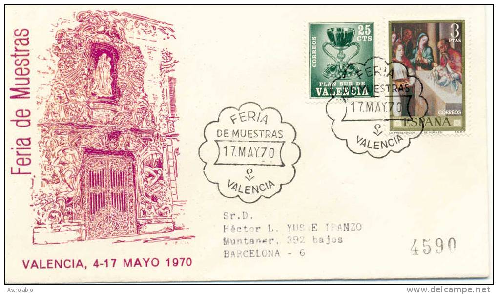 1970 " Feria De Muestras " Obliteration Valencia Recommande - Maschinenstempel (EMA)
