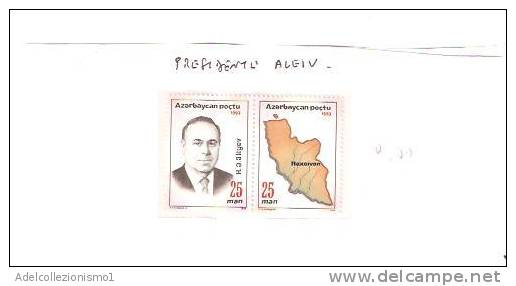 25337)foglio Azerbaijan  Con 2x25man Presidente Aleiv - Azerbaïjan
