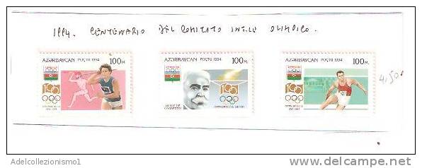 25340)foglio Azerbaijan  Con 3x100m 1994 Cent. Comitato Olimpico - Azerbaïjan