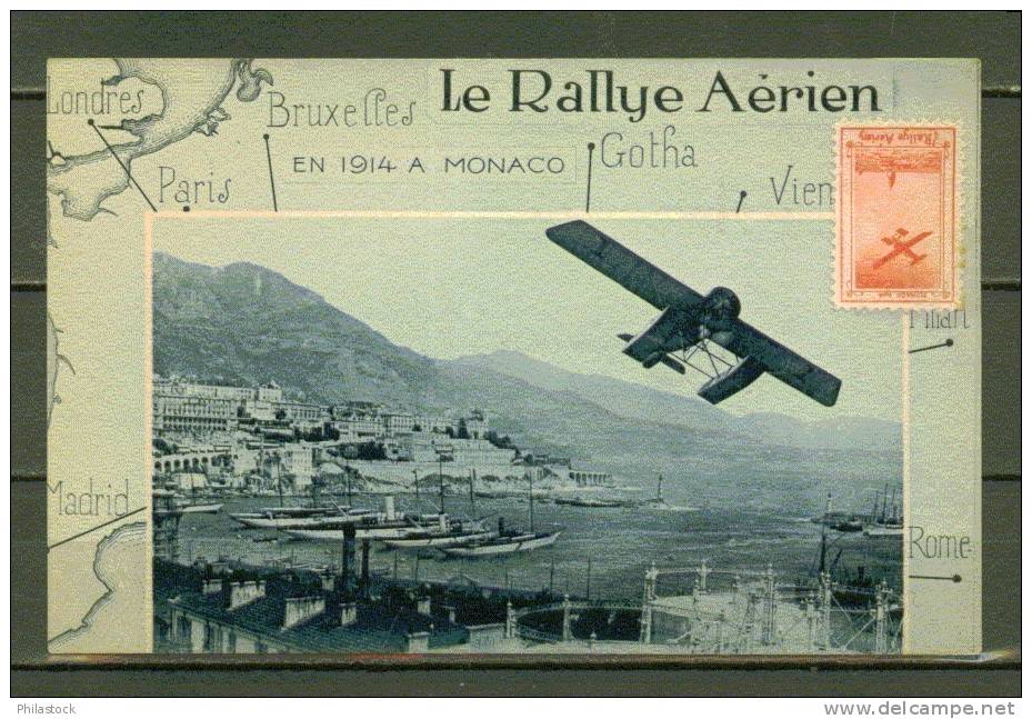 MONACO POSTE AERIENNE Précurseur 1914 S/carte Officielle Du Rallye - Poste Aérienne