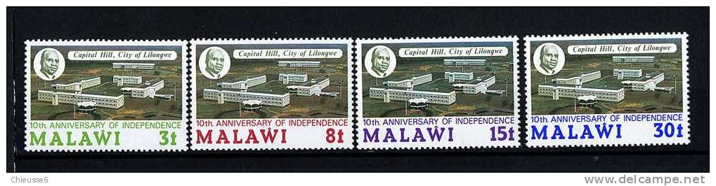 Malawi **  N° 221 à 224 - 10e Ann. De L'Indépendance - Malawi (1964-...)