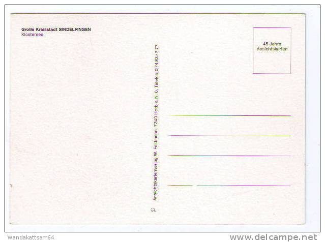 AK Große Kreisstadt SINDELFINGEN Klostersee 45 Jahre Ansichtskartenverlag Feldmann - Sindelfingen