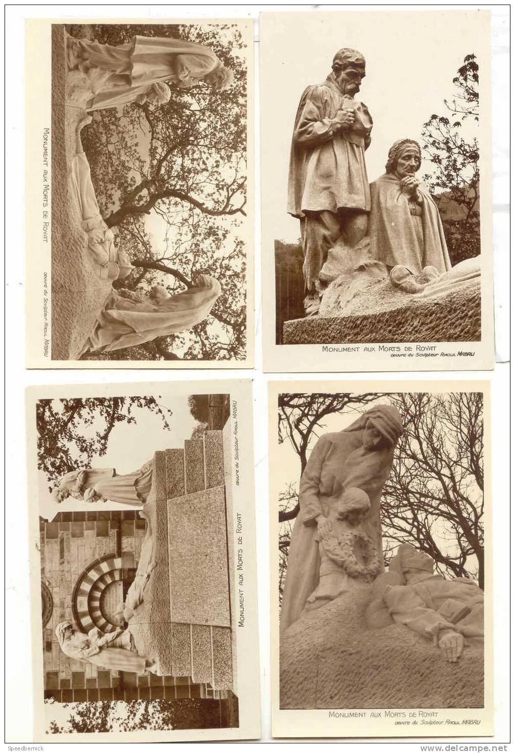 14758 ROYAT  4 Cpa Différentes Sans N° MONUMENT AUX MORTS Sculpteur Mabru - Royat