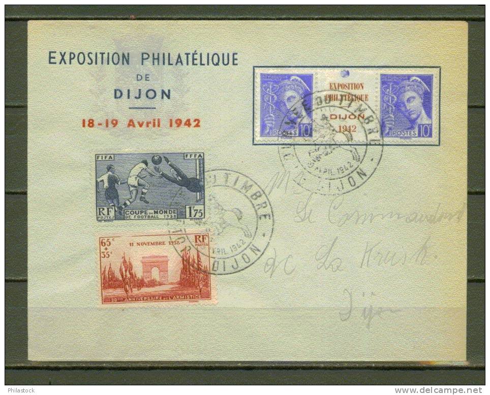 FRANCE N° 407 Obl. S/Lettre Illustrée Repiquage De Dijon - Storia Postale