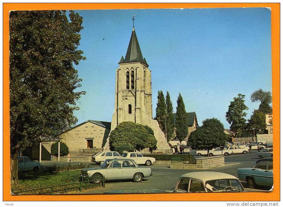 91.MASSY  :L´ EGLISE - Affranchie 1978. Voitures , Pegeot - Massy