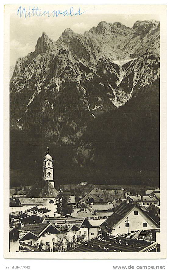 Rppc MITTENWALD BAVARIA GERMANY Mittenwald A.d. Isar Mit Karwendel BIRDSEYE TOWN - Mittenwald