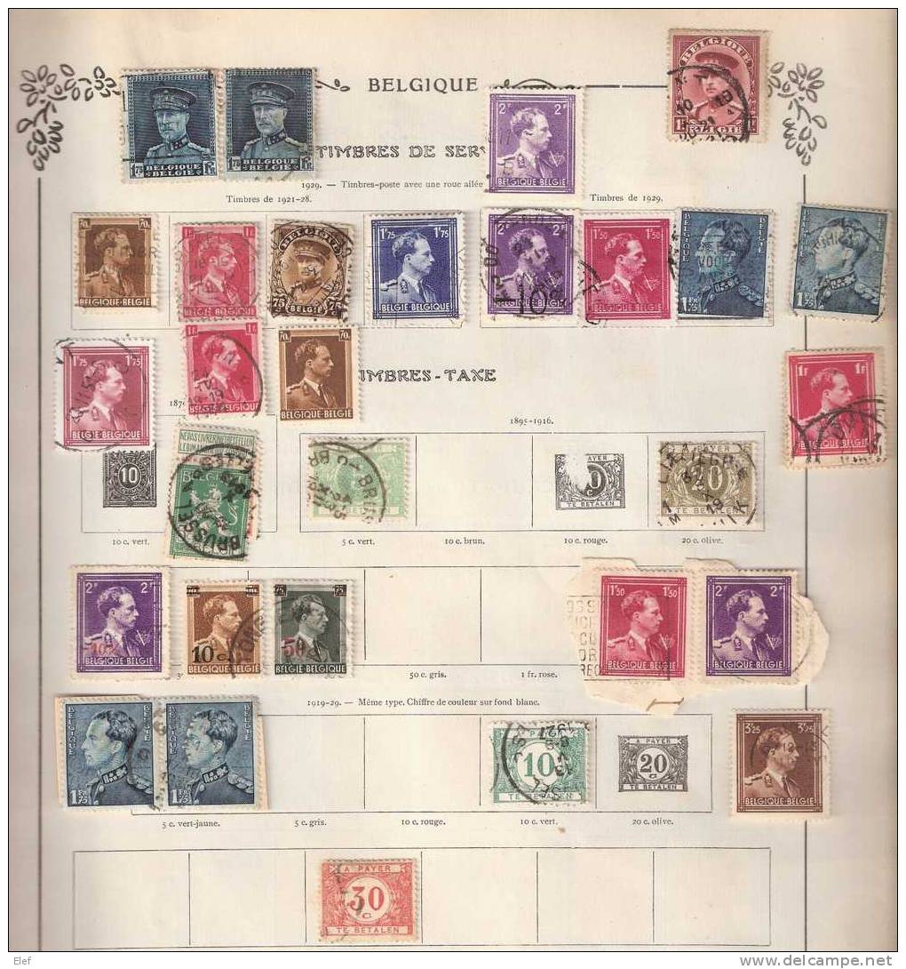 BELGIQUE 1914 - 1936, Collection 48 T Neufs & Obl S/feuille Album Anc; Dont Yvert TAXE N° 14,Occupation Allemande,PREO.. - Collezioni