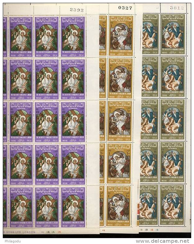 Jordanie  1966  FULL Sheets   Yvert 540/553**  Christ At Golgotha  Total Cat Value 400 Euros - Jordanie