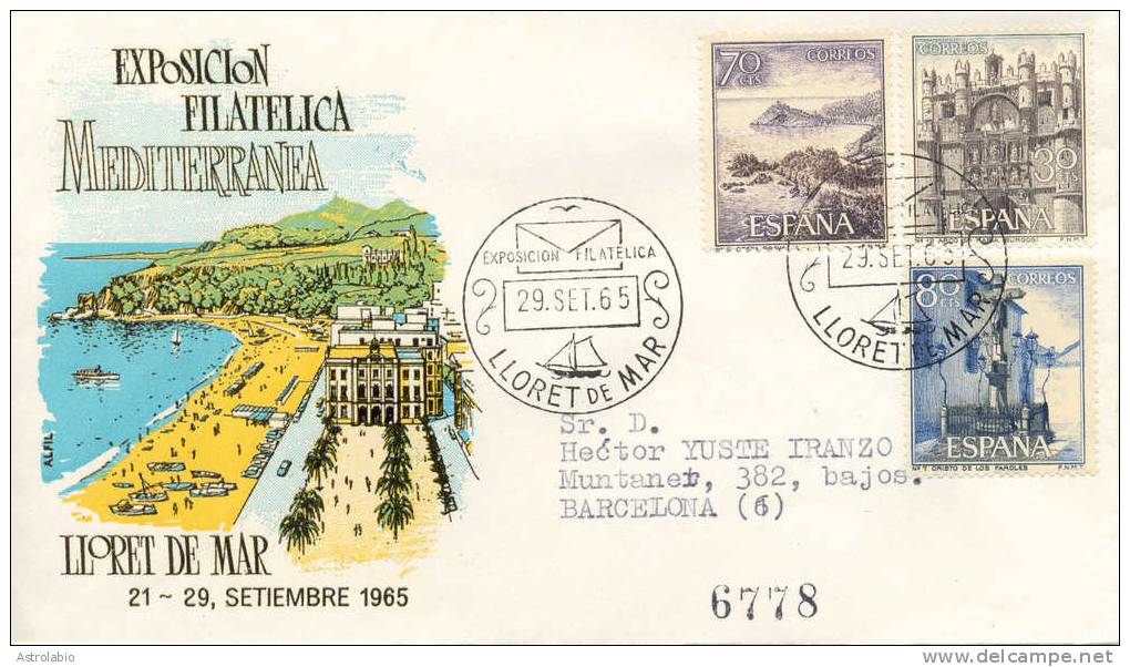 " Expo. Fila. Lloret De Mar " 1965 Obliteration Gerona, Recommande - Franking Machines (EMA)