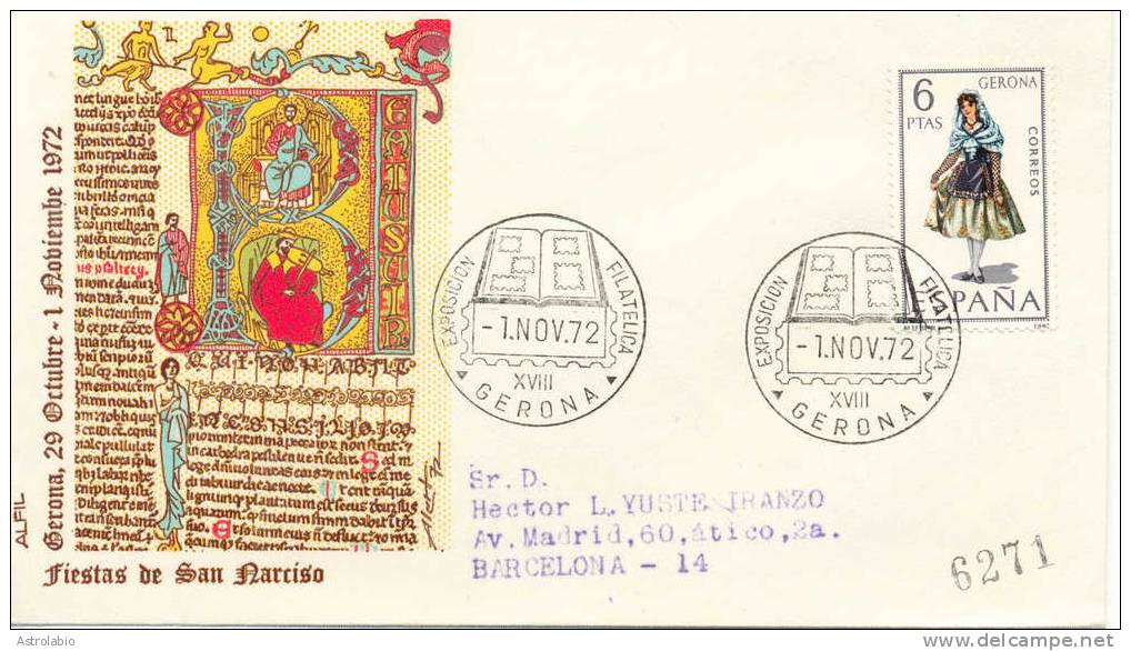 " Expo. Fila. Gerona " 1972 Obliteration, Girona Recommande - Maschinenstempel (EMA)