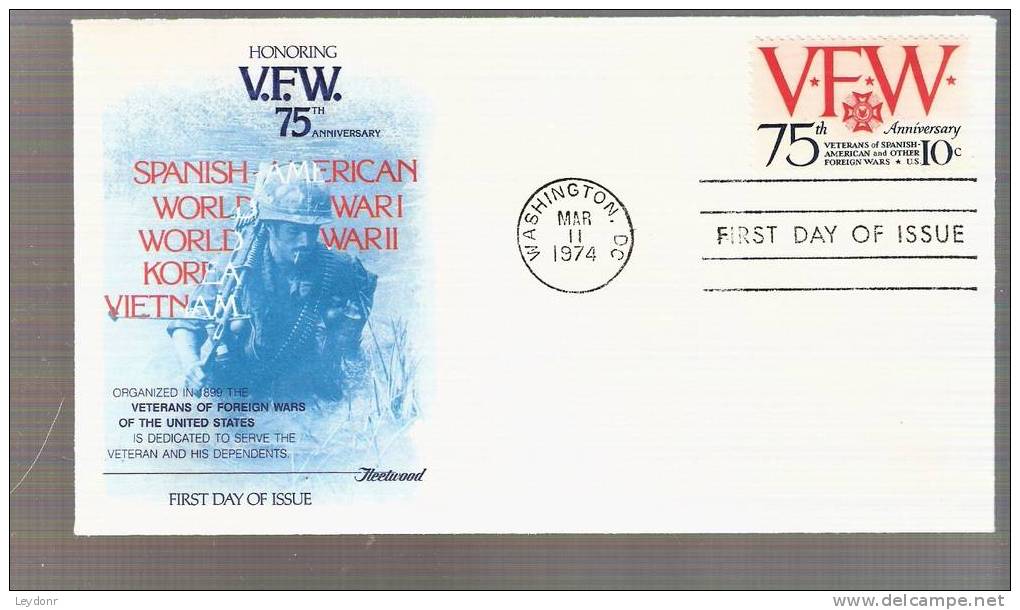 FDC United States - VFW 75th Anniversary Of The Veterans Of Foreign Wars  - Scott # 1525 - 1971-1980