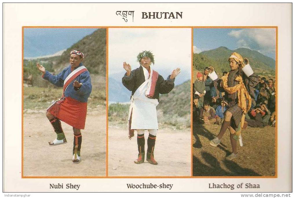 Bhutan Post Card,Dance And Costume,Himalaya Culture,Printed At Thailand,Issued By Bhutan Post, - Danse