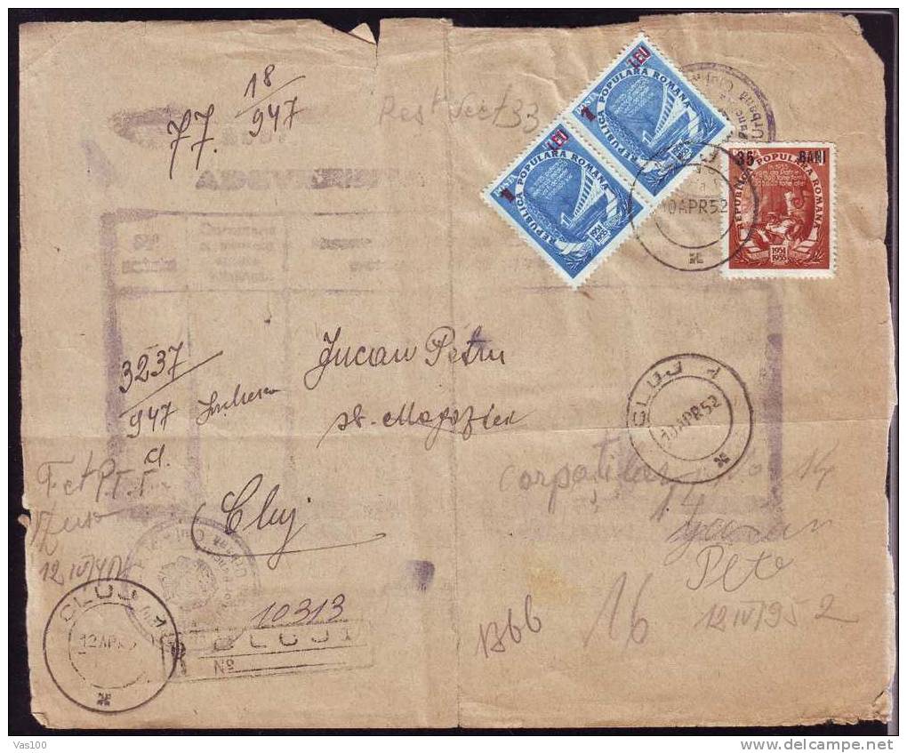 "Adeverinta De Inmanare" Document,Registred,overpr Int Stamp,1 Leu/11 Lei  Pair !+ 35bani/4 Lei,1952 RRR. - Lettres & Documents