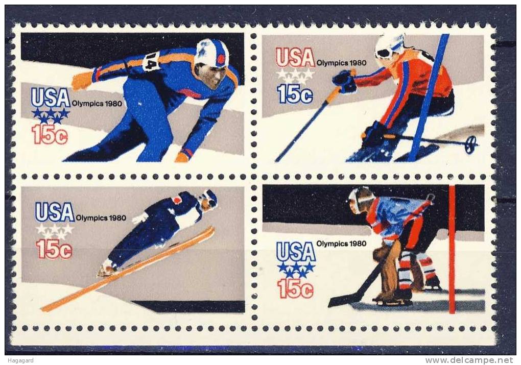 1980. USA.  Block Of 4.  Michel 1411-14F.  MNH** - Winter 1980: Lake Placid