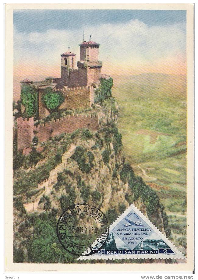 SAINT MARIN San Marino ( CM ) Yt AV 93 : Obl 25/08/1952 ( Maximum Card ) Scans Recto / Verso - Altri & Non Classificati