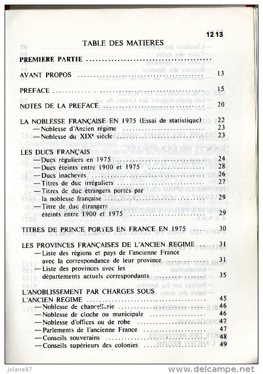 DICTIONNAIRE DE LA NOBLESSE FRANCAISE   -   SEREVILLE/SAINT SIMON - Dictionnaires
