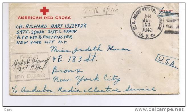 AMERICAN RED CROSS   US ARMY POSTAL SERVICE 1943 - Cartas & Documentos