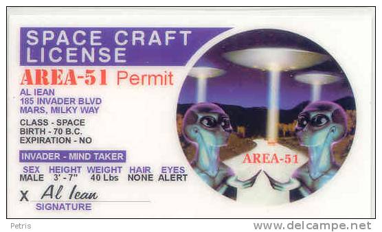 UFO - Space Craft License - Souvenir Area 51 - Obj. 'Souvenir De'