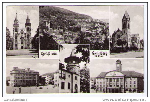 AK Gruß Aus Sonneberg In Thür. Mehrbild 6 Bilder 2 Kirchen  -7.8.60 - 11 Nach  Aue Im Erzgebirge - Sonneberg