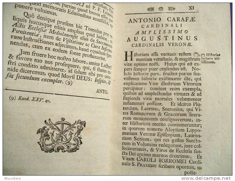 1762 SAN CARLO BORROMEO IN 8^ RIL. PELLE-  INC.ALL'ANTIPORTA - - Alte Bücher