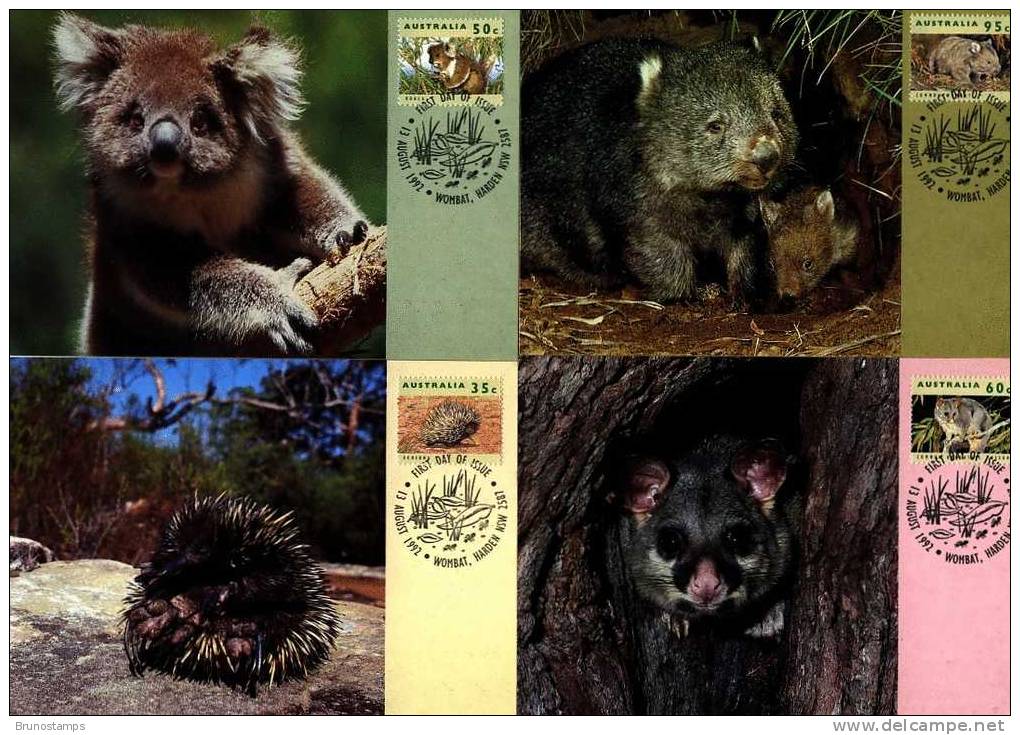 AUSTRALIA - 1992  AUSTRALIAN WILDLIFE    FOUR  MAXIMUM CARDS - Maximumkarten (MC)