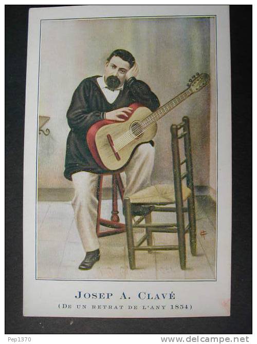 POSTAL DEL GUITARRISTA JOSEP A. CLAVE DE UN RETRATO DE 1854 - Artistas