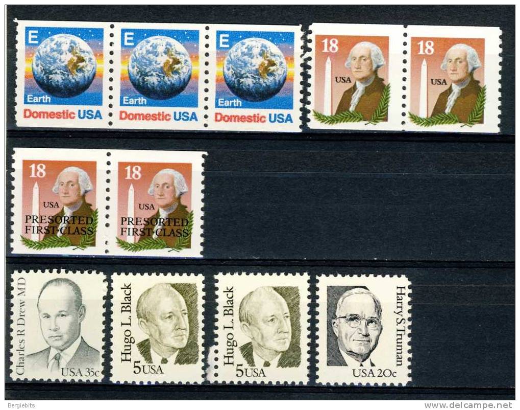 11  United States  MNH Definitives And Coils Strips And Presorted Stamps - Coils & Coil Singles