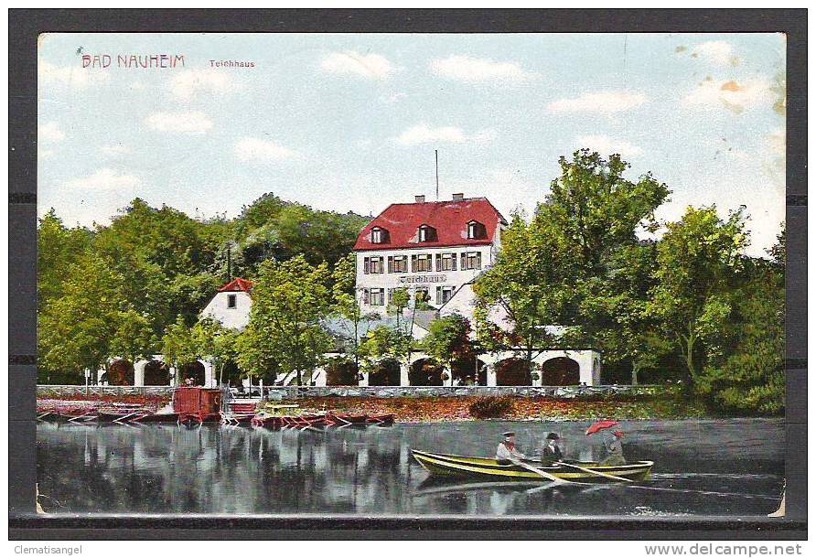 SELTEN!! BAD NAUHEIM * TEICHHAUS UND TEICH MIT RUDERERN * 1910  *!! - Bad Nauheim