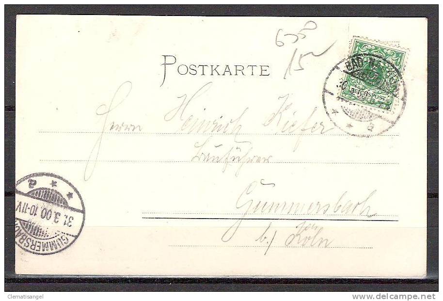 SELTEN!! GRUSS AUS BAD NAUHEIM * MIT NEUEM SPRUDEL AM 7.MÄRZ 1900 UM 4.30 UHR ZU TAGE GEFÖRDERT * VERSANDT 31.3.1900 *!! - Bad Nauheim