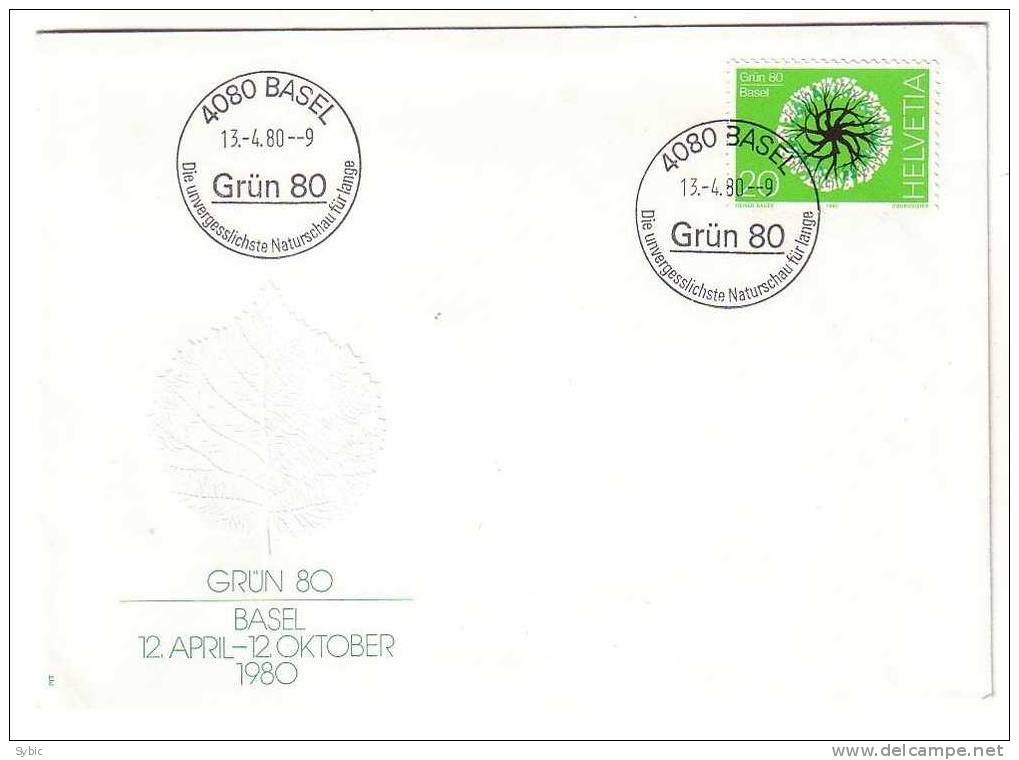 SUISSE- Enveloppe Philatélique 13/04/1980- Yvert 1100 - Grün 80 Basel - Lettres & Documents