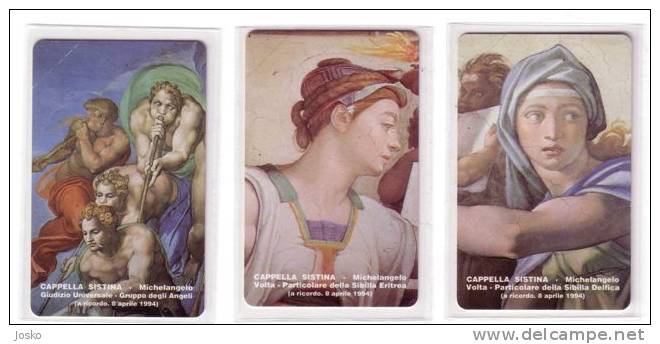 VATICAN  No. SCV  4 - 5 - 6    ( RARITY !!!  3. OLD And SUPER RARE MINT Cards ) ** Michelangelo - CAPELLA SISTINA - Vatican