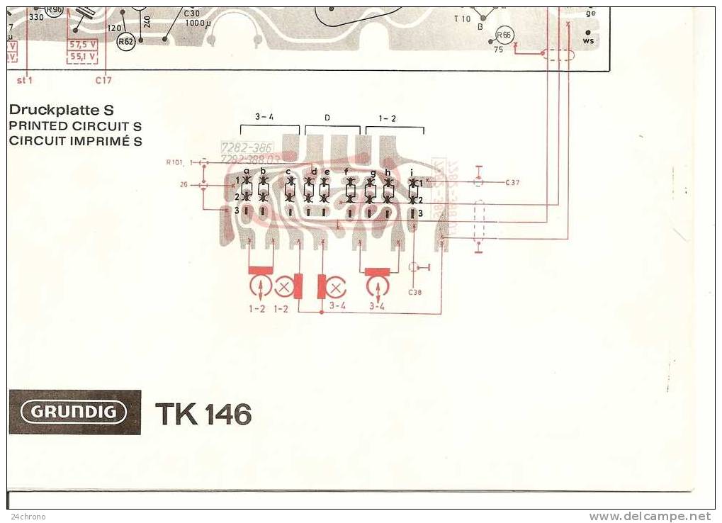 Schema Du Circuit Imprime Du Magnetophone TK 146 De Marque Grundig (09-1148) - Autres Appareils