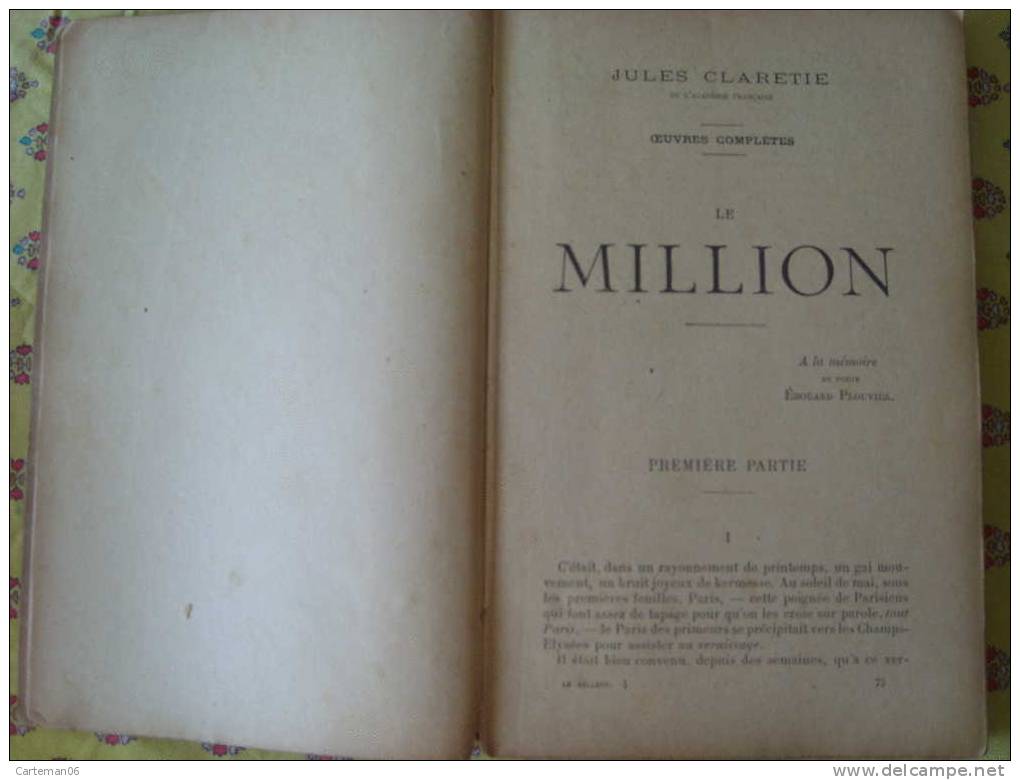 Livre - Le Million Par Jules Clarette De L'académie Française Chez Fayard - Actie