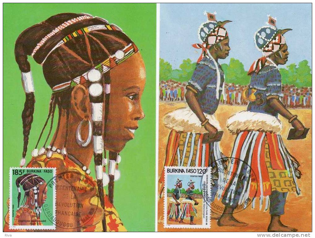 2 Cartes En 1 Jour Du 3/5/1989  Bicen/ De La Revolution Française  OUAGADOUGOU - Burkina Faso (1984-...)