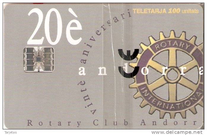 AND-088  TARJETA DE  ANDORRA DE ROTARY  NUEVA-MINT - Andorra