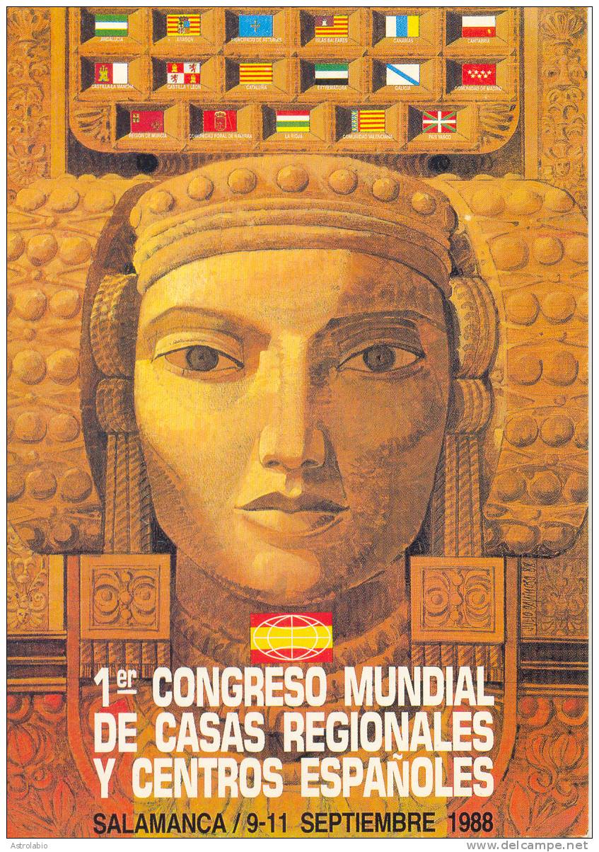 " Congreso Casas Regionales " 1988, Obliteration Salamanca, Tarjeta Oficial. Ver 2 Scan - Máquinas Franqueo (EMA)