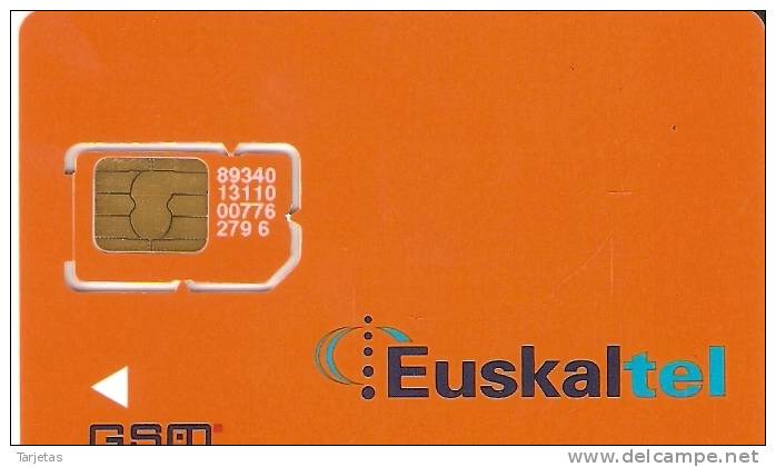 TARJETA DE ESPAÑA DE EUSKALTEL GSM CON CHIP PEGADO CON CELO PERO SU CHIP ORIGINAL Y NUMERACIÓN QUE CONCUERDA - Euskaltel