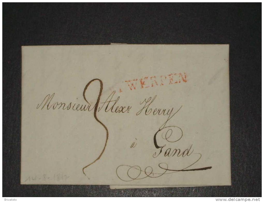 (695) Stampless Cover From Anvers To Gand 1817 - 1815-1830 (Periodo Holandes)