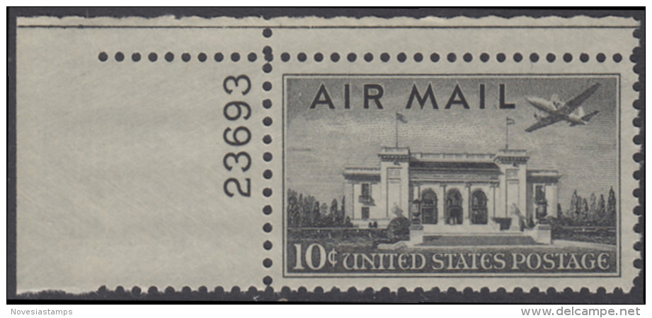 !a! USA Sc# C034 MLH SINGLE From Upper Left Corner W/ Plate-# (UL/23693) - Pan American Union Building, Washington, D.C. - 2b. 1941-1960 Nuovi