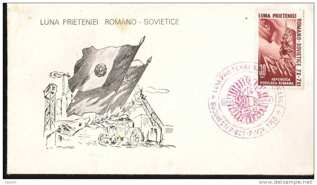 ROMANIA 1950 COVER 1X FDC Friendship Romania-Russia RARE!. - FDC